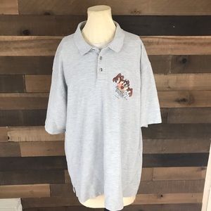 Looney tunes‎ taz gray polo shirt vintage 1996
